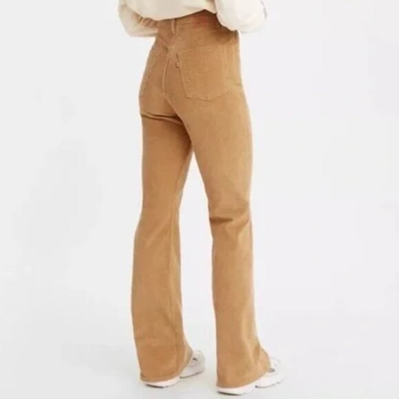 Levi's Ribcage Boot Corduroy Pants Jeans Women's 27 Camel Tan Stretch High Rise - Picture 2 of 13